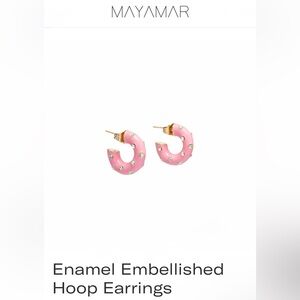 Mayamar Pink Enamel Hoop Earrings